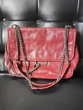 ZARA Red Quilted Rocker Soft Convertible Crossbody Bag Chain  Shoulder Purse